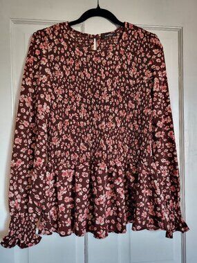 Brown floral blouse Size L
